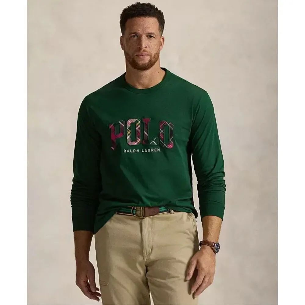 Polo Ralph Lauren NWT Big & Tall Plaid-Logo Jersey T-Shirt Green 2LT - Picture 2 of 6